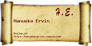 Hanuska Ervin névjegykártya